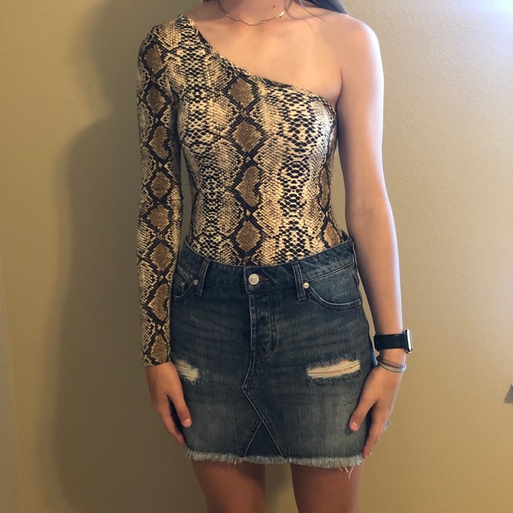 Snakeskin bodysuit.